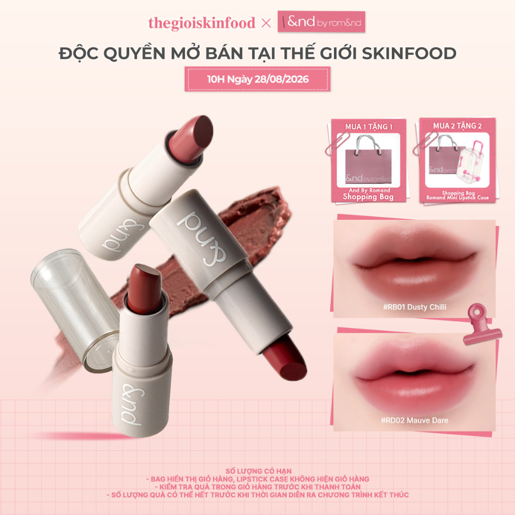 [And by Romand] Son thỏi lì &nd by rom&nd mịn môi Sheery Color Stick 1.2g thegioiskinfood