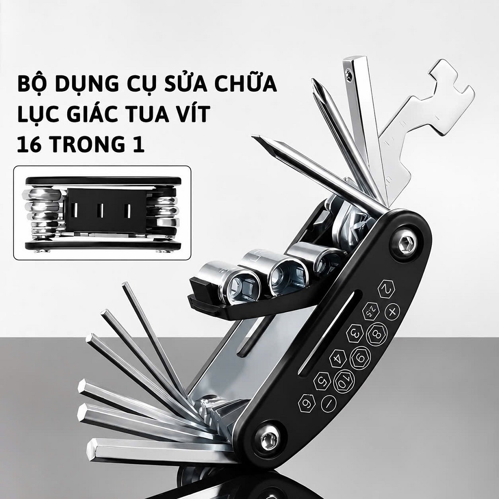 (Loại 1) Bộ Lục Giác Đa Năng Sửa Chữa 16in1, Bộ Lục Giác Sửa Chữa Xe Đạp, Lắp Máy Móc Di Động