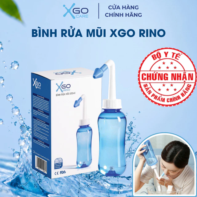 Bình rửa mũi XGO RINO xịt rửa mũi giúp làm sạch khoang mũi loại bỏ bụi bẩn dành có người lớn và trẻ em