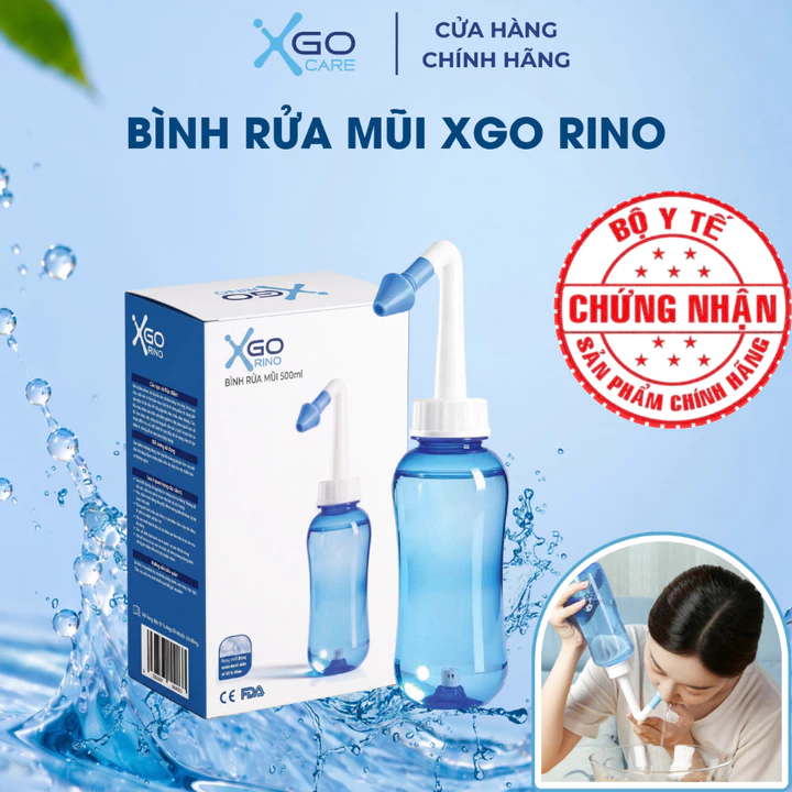Bình rửa mũi XGO RINO xịt rửa mũi giúp làm sạch khoang mũi loại bỏ bụi bẩn dành có người lớn và trẻ em