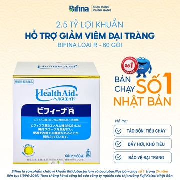 Men Tiêu Hóa Bifina Nhật Bản Loại R - Hỗ trợ viêm đại tràng, tiêu hoá - Hộp 20 Gói và 60 Gói