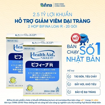 [Combo 2 hộp] Men vi sinh Bifina Nhật Bản – Loại R 20 gói - Hỗ trợ giảm viêm đại tràng, táo bón