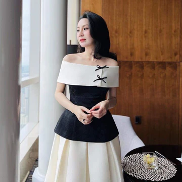 Áo peplum phong cách trễ vai chất liệu áo gấm cao cấp, áo hai lớp, áo mặc đi chơi đi tiệc xinh xắn
