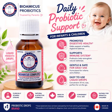 BioAmicus Complete Men Vi Sinh Cho Bé | Probiotic Drops 10ml | Hỗ Trợ Tiêu Hóa & Hệ Vi Sinh Đường Ruột