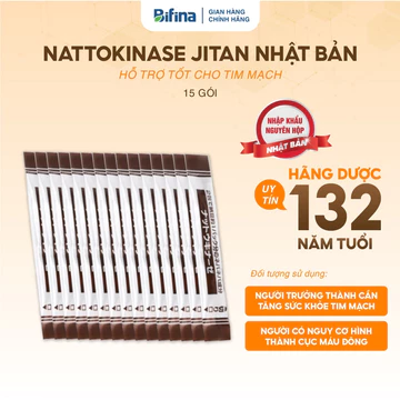 Hỗ trợ giảm mỡ máu, ngừa tai biến, tim mạch - Nattokinase Jintan Nhật Bản - 15 gói, 60 gói