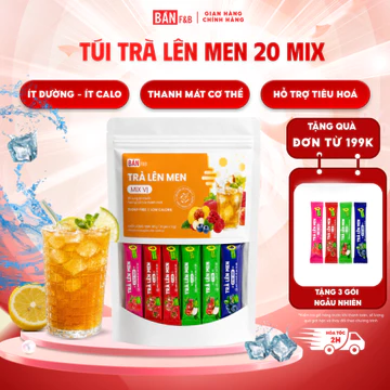 [TẶNG 3 GÓI] Trà Lên men, Trà Kombucha Mix 20 Bổ Sung Lợi Khuẩn, Trà Trái Cây Giải Khát Tốt Cho Hệ Tiêu Hóa - Bản F&B