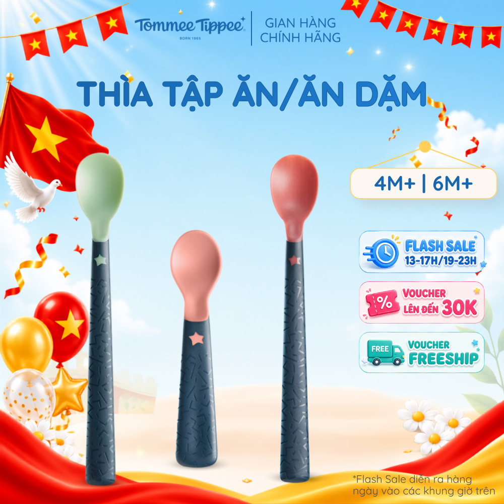 (TÁCH LẺ MÀU NGẪU NHIÊN) Thìa Ăn Dặm/ Tập Ăn Dành Cho Bé Từ 4 Tháng Tommee Tippee