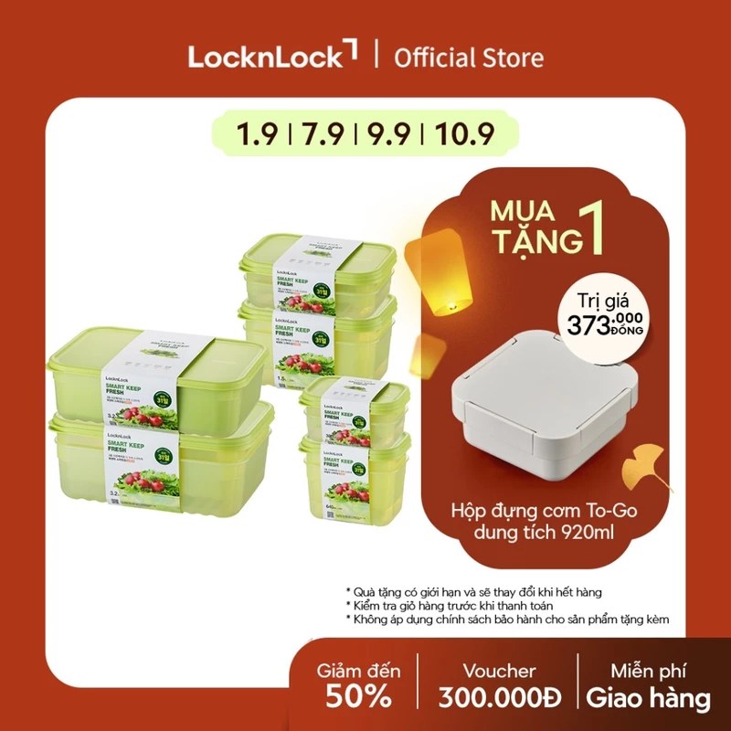 Bộ 7 hộp bảo quản thực phẩm LocknLock Smart Keep Fresh food container giữ tươi mát lên đến 31 ngày — ảnh 1
