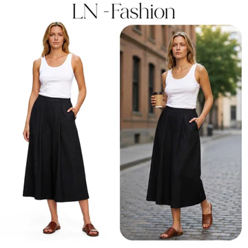 chân váy dáng dài,chân váy công sở cạp cao dáng xoè thanh lịch tôn dáng dễ phối đồ | LN-Fashion A20