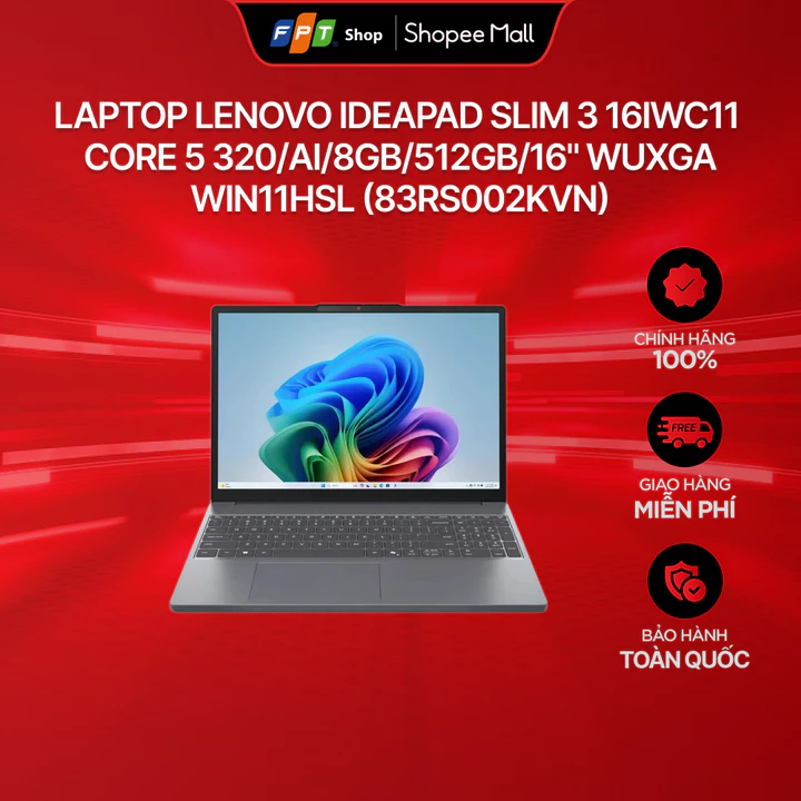 Laptop Lenovo IdeaPad Slim 3 16IWC11 Core 5 320/AI/8GB/512GB/16" WUXGA/Win11HSL (83RS002KVN)