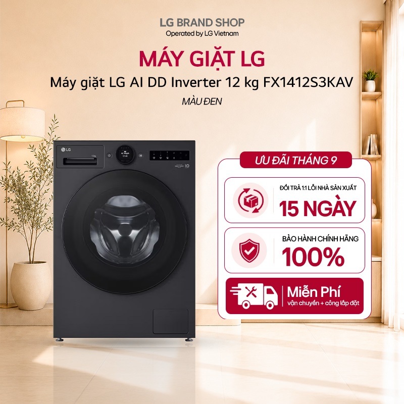 [Chỉ giao miền Bắc] FX1412S3KAV - Máy giặt lồng ngang LG AI DD Inverter 12 kg FX1412S3KAV
