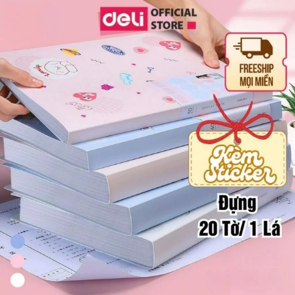 [DELI VPP] File Lá Tài Liệu 30 40 Túi Đựng Siêu Êm Màu Pastel Học Sinh Deli Đa Năng A4 Hoạ Tiết Cute