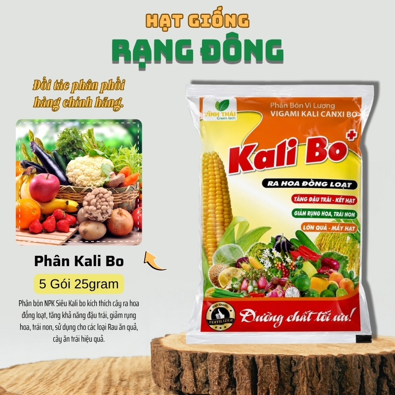 Phân Bón Vi Lượng Siêu Kali Bo (gói 25gr) Tăng đậu trái, kết hạt, Giảm rụng hoa, trái non hiệu quả - Hạt giống Rạng Đông