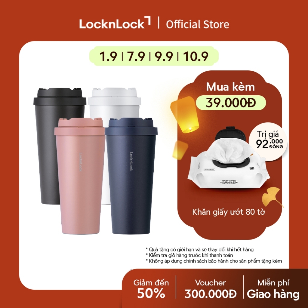 Bình giữ nhiệt Lock&Lock Energetic one-touch thép không gỉ 316L 550ml và 400ml - LHC3249 (4 màu)