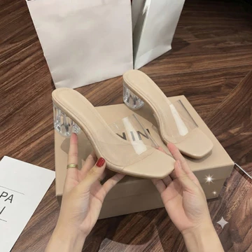 Guốc nữ sang chảnh quai trong suốt đế cao 5cm hottrend-Guốc nữ sang chảnh phối đồ xinh xắn