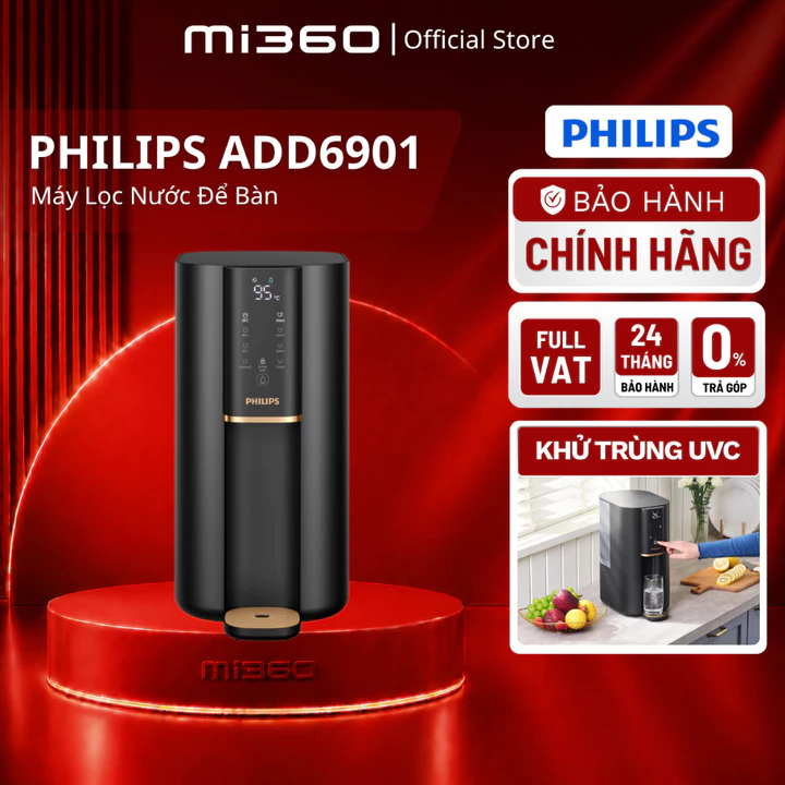 Máy lọc nước RO để bàn PHILIPS ADD6901 | Màu trắng/ đen | Công Nghệ lọc RO Aquaporin Inside® | làm nóng 3s