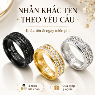 Titanium Steel Couple Rings, engravable by HU Quà tặng tùy chỉnh