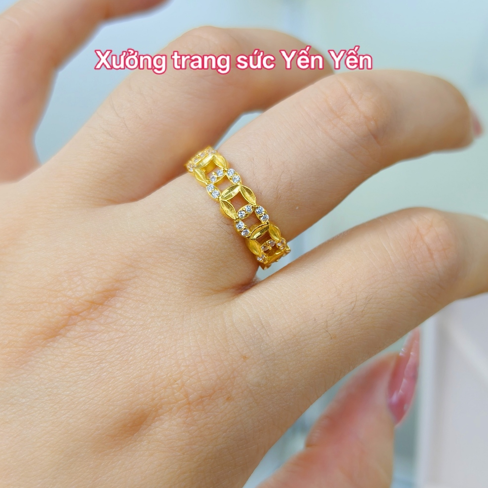 Nhẫn Kim tiền 03 - nhẫn đồng vàng đúc đặc, không han rỉ Trang sức Yến Yến