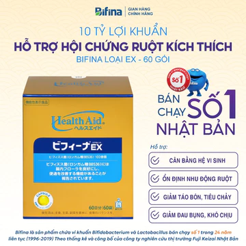 Bifina Nhật Bản Loại EX – Men vi sinh hỗ trợ ruột kích thích, giảm đau bụng, khó chịu, tiêu hóa khỏe mạnh - Hộp 60 gói