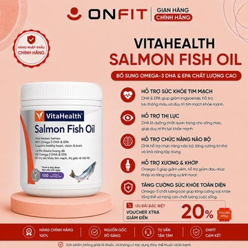 Viên Dầu Cá Hồi VitaHealth Salmon Fish Oil 1000mg (100 Viên) Bổ Sung Omega 3 EPA DHA Hỗ Trợ Sức Khỏe Tim Mạch