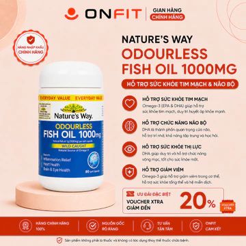 Viên Dầu Cá Không Mùi Omega 3 Nature’s Way Odourless Fish Oil (1000mg) Hỗ Trợ Tốt Cho Mắt Và Não | ONFIT