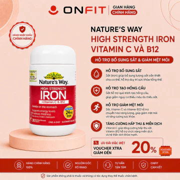 Viên Uống Bổ Sung Sắt Nature's Way High Strength Iron (30 Viên) Bổ Sung Sắt, Vitamin B và C | ONFIT