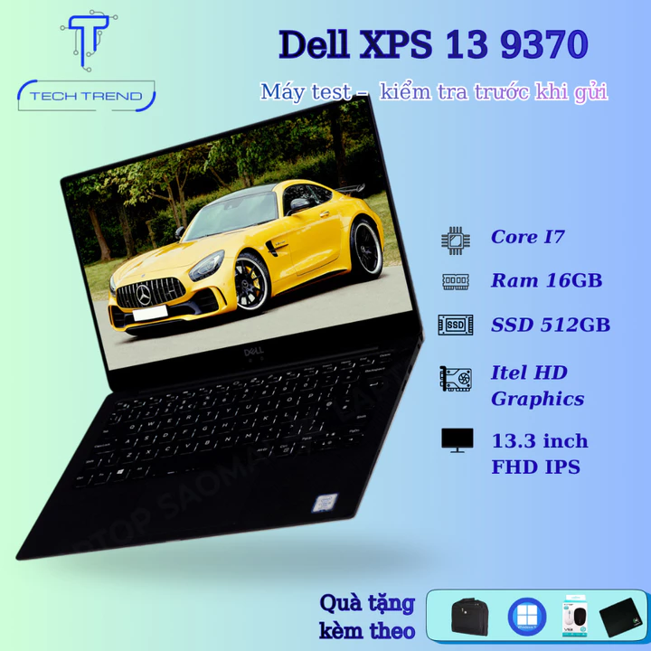 Laptop Dell XPS 9370 dành cho văn phòng, Core i7-8650U, 16GB, SSD 512GB,màn hình 13.3inch Full HD IPS cực nét