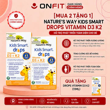 [Mua 2 Tặng 1] Siro D3 K2 Cho Bé Nature's Way Kids Smart Drops Vitamin D3 K2 (11ML) Tăng Đề Kháng, Chắc Khỏe Xương