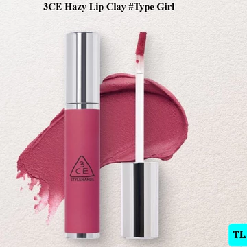 Son Kem 3CE Vỏ Bạc Hàn Quốc Màu #Hồng Tím – 3CE Hazy Lip Clay #TYPEGIRL 4.0g