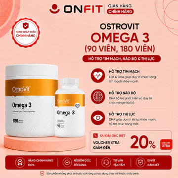 Viên Dầu Cá Ostrovit Omega 3 (90 Viên, 180 Viên) Bổ Sung Dầu Cá Bảo Vệ Sức Khỏe Não, Tim Mạch và Mắt