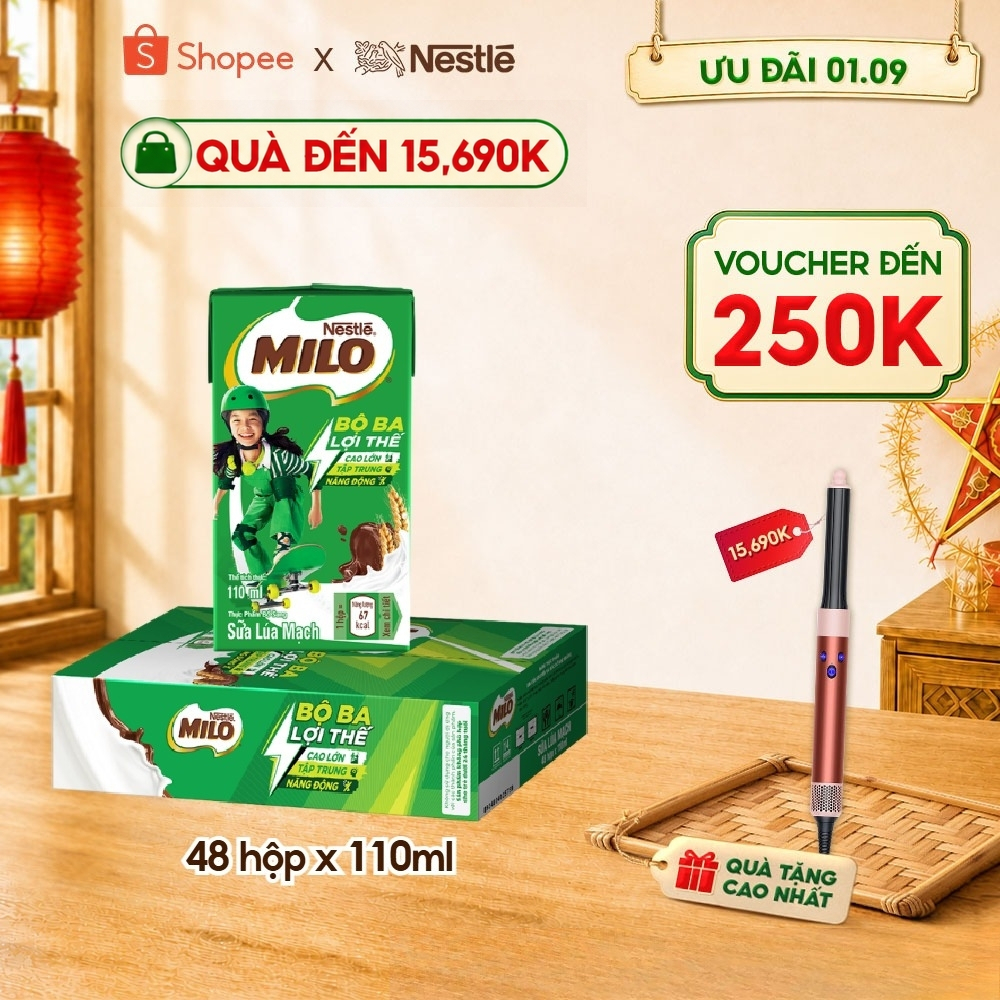 Sữa lúa mạch Nestlé® MILO® thùng 12 x 110ml (12x4x110ml)