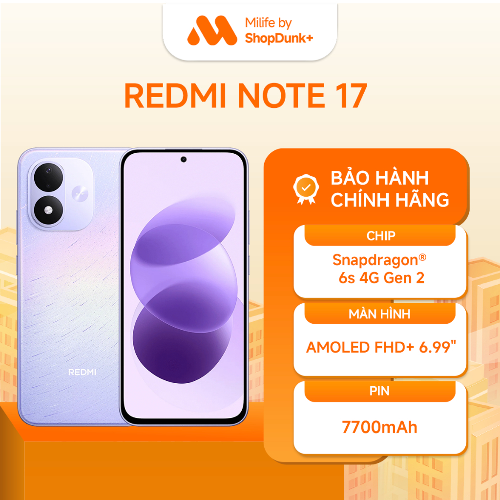 Điện Thoại Xiaomi Redmi Note 17 4G Chính Hãng | Bảo Hành 24 Tháng