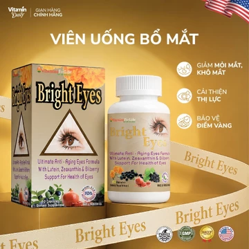 Viên Uống Bổ Mắt Bright Eyes Giúp Chống Mỏi Mắt, Viên Lutein Bổ Mắt Hỗ Trợ Cải Thiện Thị Lực Cho Người Cận Hộp 60 Viên