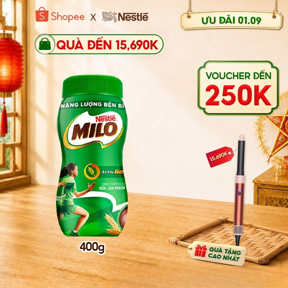Thức uống lúa mạch Nestlé Milo nguyên chất 400g (hũ nhựa)
