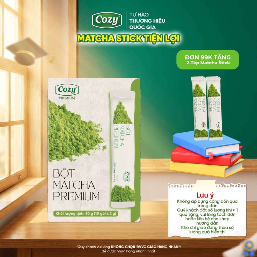 Matcha Cozy Premium Matcha Cao Cấp Dạng Stick Tiện Lợi 2g/Stick