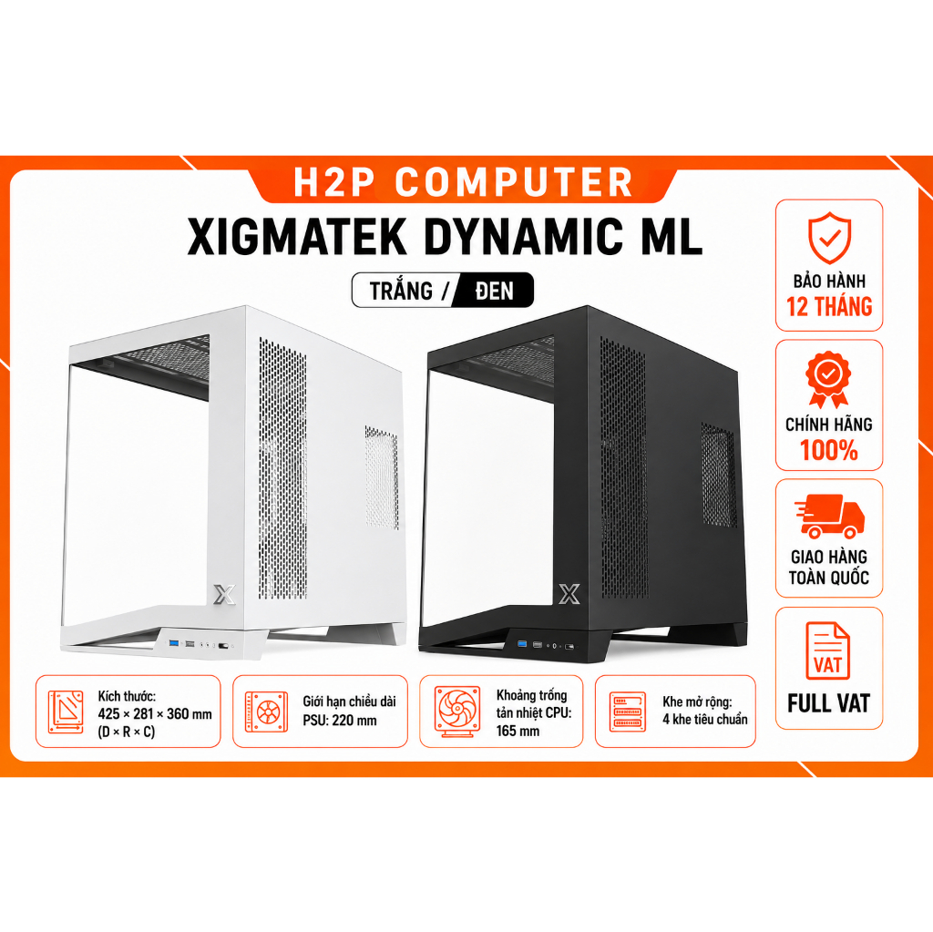 Vỏ Case Xigmatek Dynamic ML Trắng/Đen – Bảo Hành 12 Tháng | BigBuy360 - bigbuy360.vn