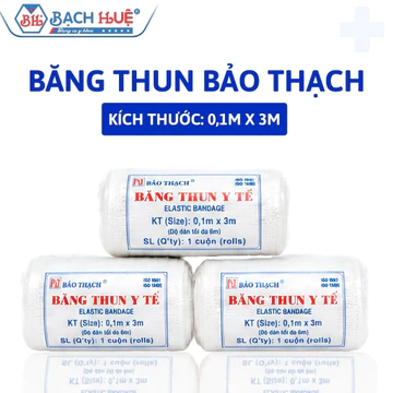 Băng Thun Y Tế 3 Móc Bảo Thạch Dài 3m Co Giãn, Băng Thun Cố Định Băng Gạc Nẹp, Kéo Co Giãn Tối Đa 6m