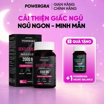 Viên Uống Powergra Gentle Dreams Hỗ Trợ Ngủ Ngon, Ngủ Sâu Giấc, Giảm Căng Thẳng - Hộp 60 Viên