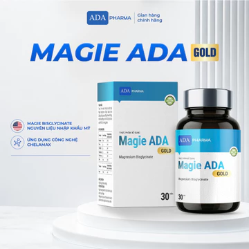 Thực phẩm bổ sung MAGIE ADA GOLD 2IN1 – Magie Bisglycinate, Magie Lactat, Kẽm & Vitamin B6, Hộp 30 viên.