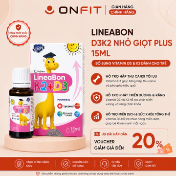 Siro D3 K2 LineaBon Hồng Cho Bé (15ml) Bổ Sung D3 K2, Hỗ Trợ Hấp Thụ Canxi, Tăng Chiều Cao, Hệ Miễn Dịch