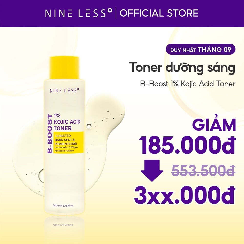 Nước cân bằng dưỡng sáng, cấp ẩm NINELESS B-boost 1% Kojic Acid Toner 200ml