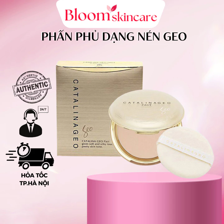 Phấn phủ nén Geo Lamy Sempre Happy & Please Pact Phấn phủ kiềm dầu mịn da che phủ tự nhiên 15g chính hãng