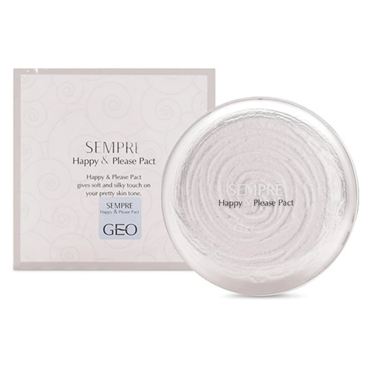 Phấn phủ nén Geo Lamy Sempre Happy & Please Pact Phấn phủ kiềm dầu mịn da che phủ tự nhiên 15g chính hãng