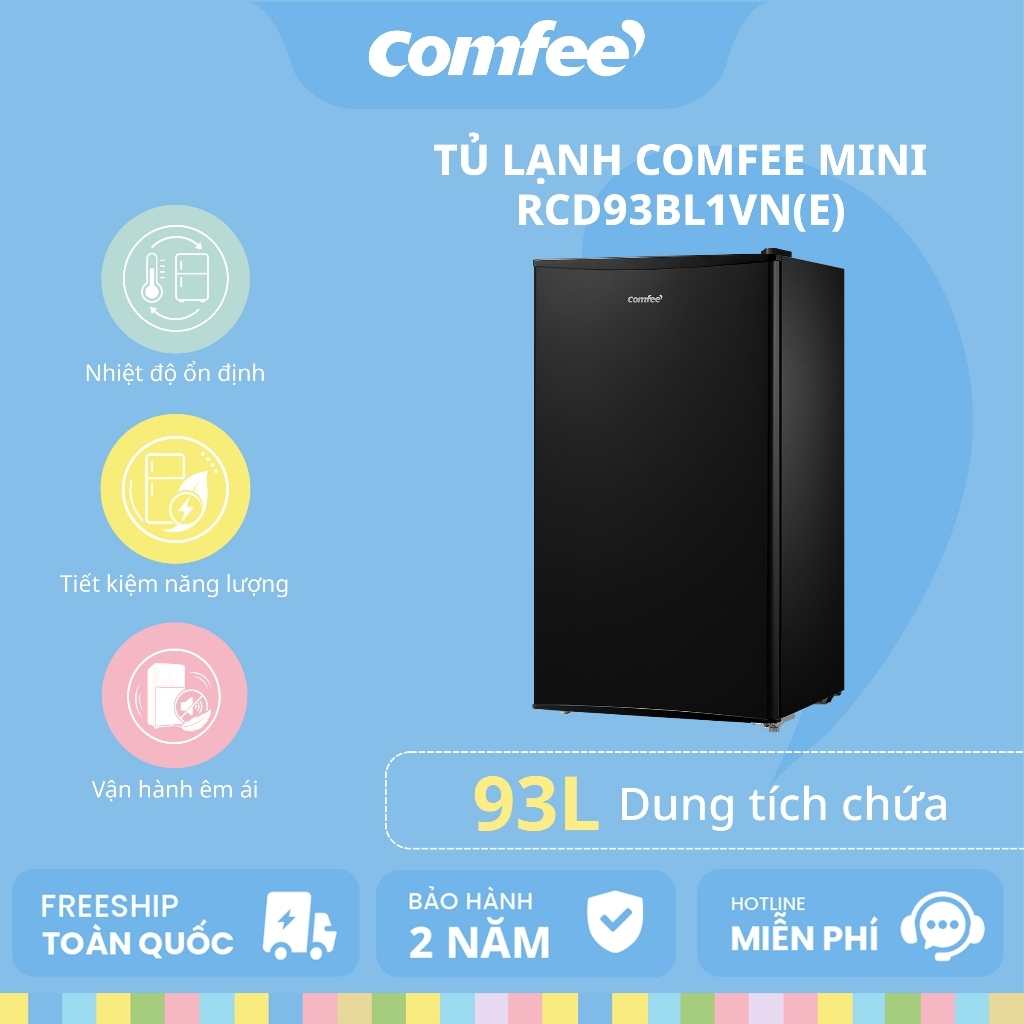 [Shopee Giao Lắp 0Đ HCM - HN] Tủ lạnh mini Comfee RCD93BL1VN(E) - Dung tích tổng 93L, tiêu thụ 0,42kWh/ngày