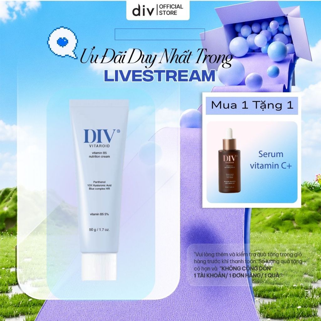 [LIVE] Kem Dưỡng Ẩm DIV Vitamin B5 Hỗ Trợ Làm Dịu Giữ Ẩm Và Tăng Cường Hàng Rào Bảo Vệ Da Với 5% Panthenol 50gram | BigBuy360 - bigbuy360.vn
