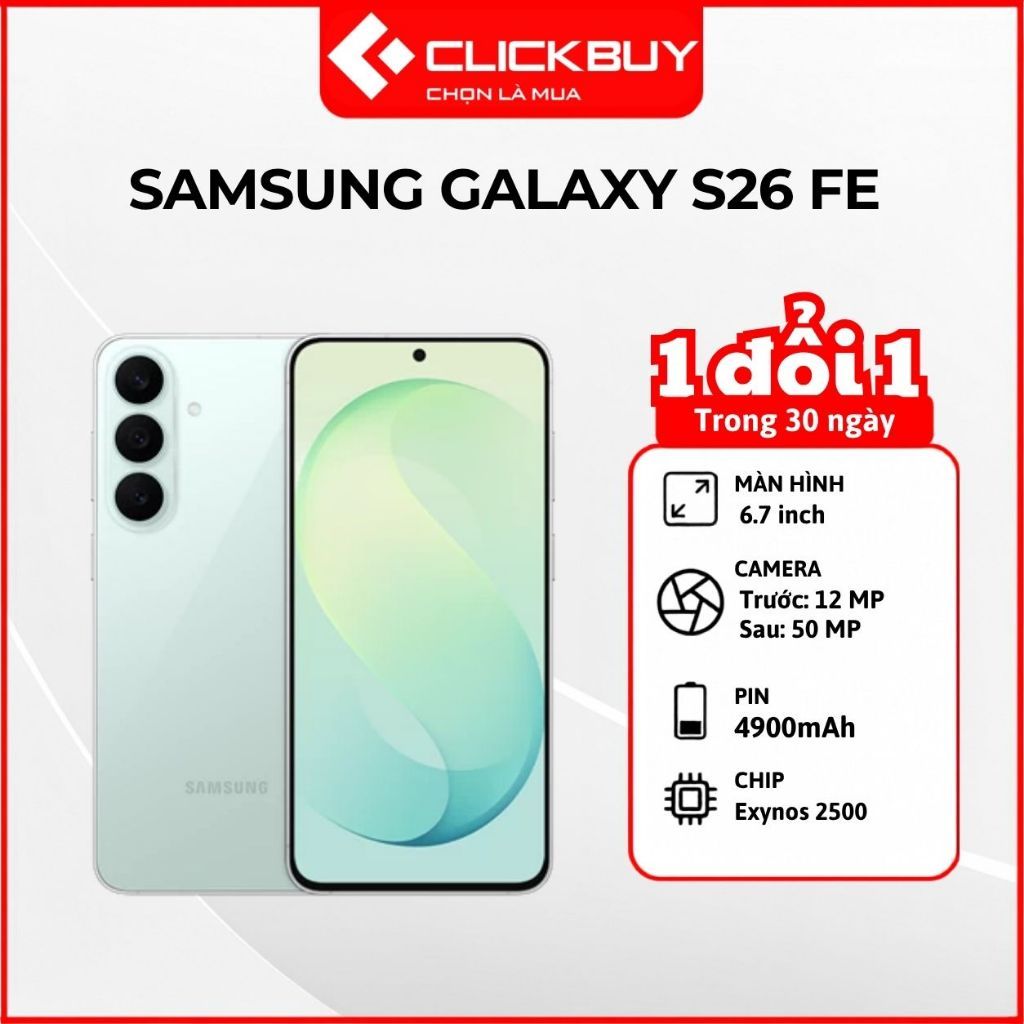 Điện Thoại Samsung Galaxy S26 FE 8GB 128GB Camera 50MP OIS Pin 4900mAh Chính Hãng | BigBuy360 - bigbuy360.vn