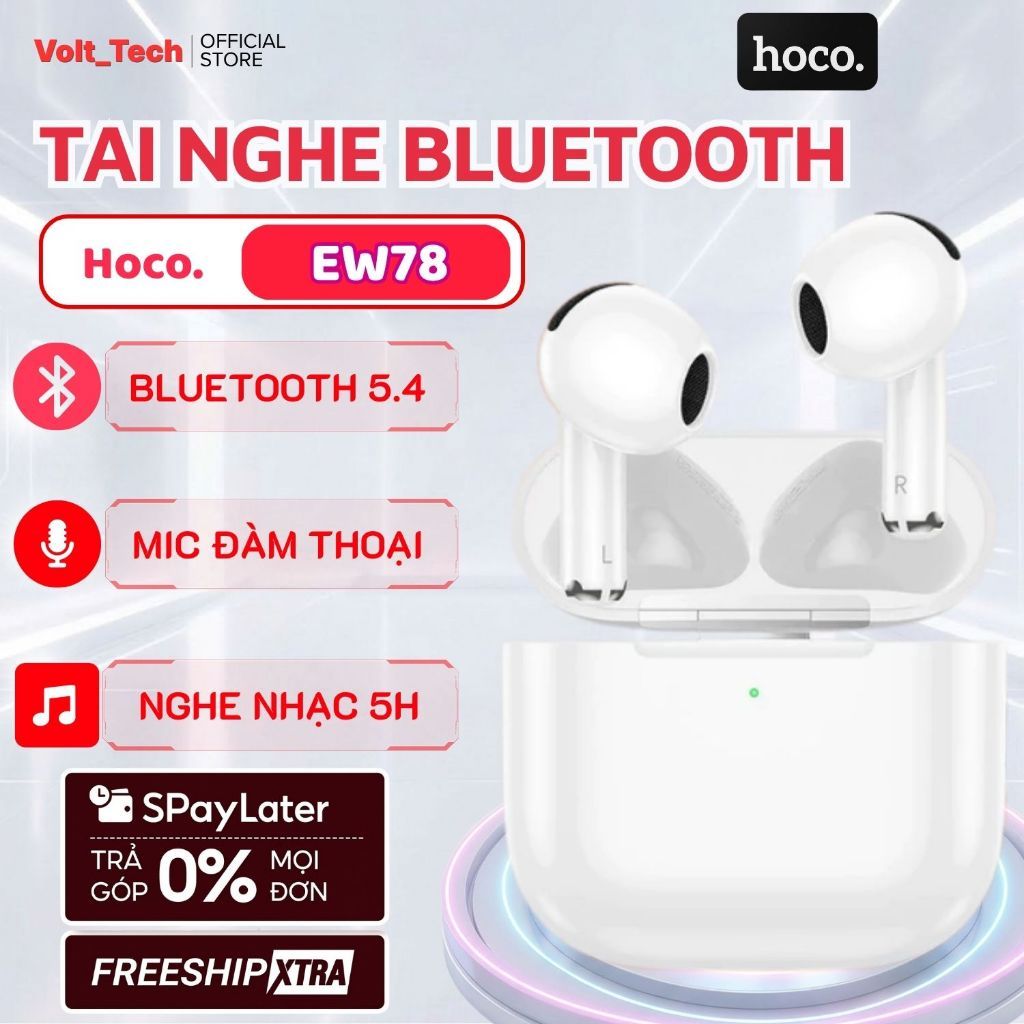 Tai Nghe Bluetooth Hoco EW78 TWS V5.3 Chính Hãng, Chống Ồn, Có Micro Chơi Game Nghe Nhạc Không Delay