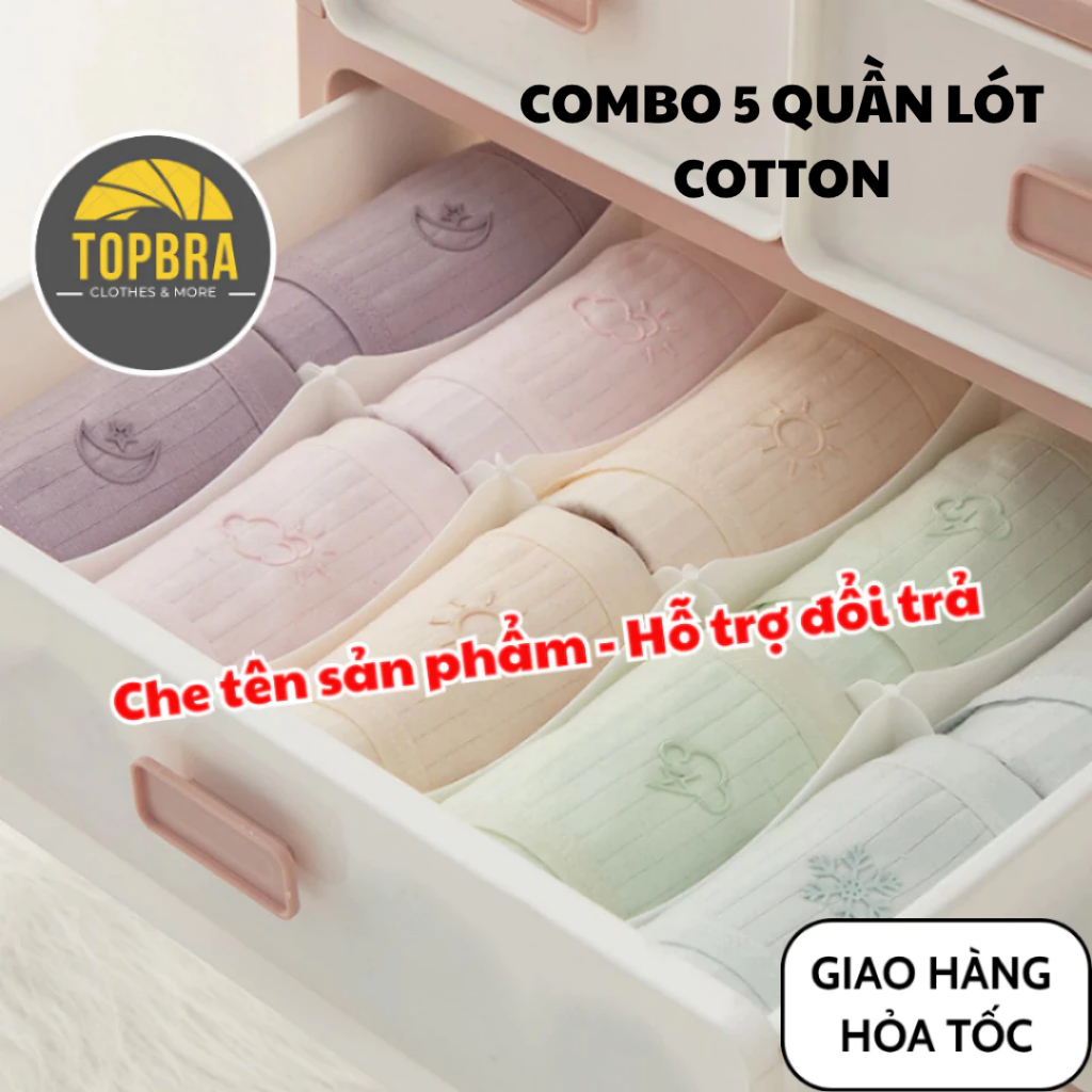 [Loại 1] SET 5 Quần Lót Nữ Cotton Kháng Khuẩn Thông Hơi Thoáng Khí Thấm Hút Mồ Hôi Thời Tiết TOPBRA