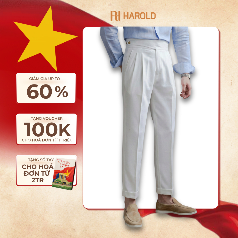 [Premium] Quần Âu Nam Cạp Cao Ống Suông Cao Cấp Harold Gurkha Season 5 Vải Thoáng Mát, Chống Nhăn, Đứng Form Tôn Dáng