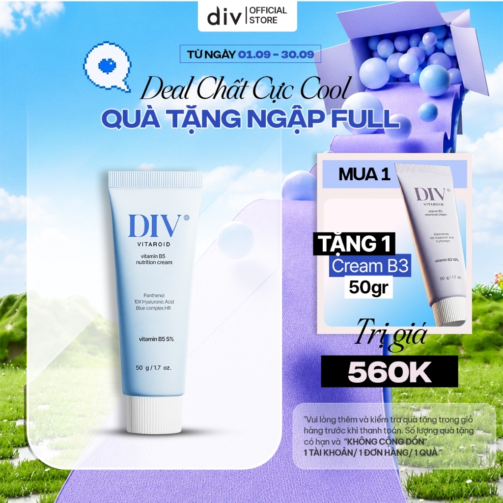 [DIV VN] Kem Dưỡng Ẩm DIV Vitamin B5 Hỗ Trợ Làm Dịu Giữ Ẩm Và Tăng Cường Hàng Rào Bảo Vệ Da Với 5% Panthenol 50gram | BigBuy360 - bigbuy360.vn